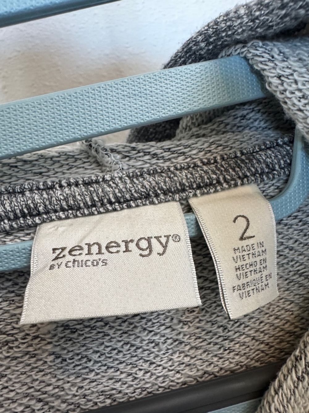 EUC Chicos Zenergy Size 2 Bling Lightweight Cozy Gray Zip-Up Hoodie with Hood - Picture 5 of 10